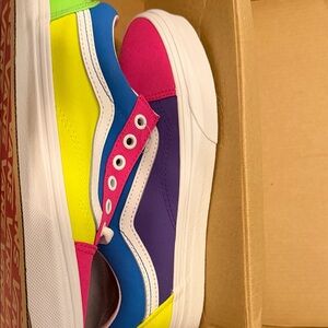 Vans Women's Multicolor Low-Top Skate Sneaker - Pink, Purple, Blue, Neon Yellow